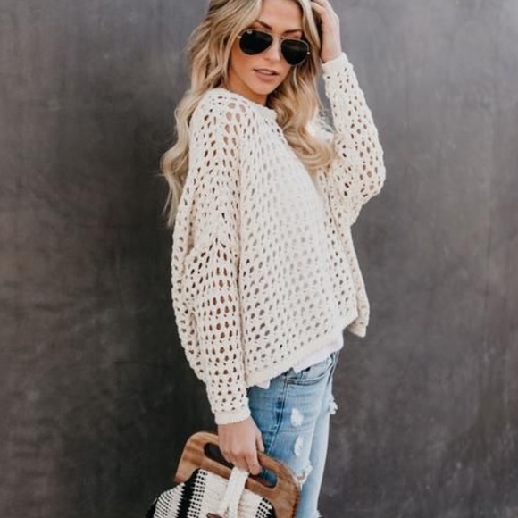 Open Knit Crochet Sweater - Picture 3 of 6